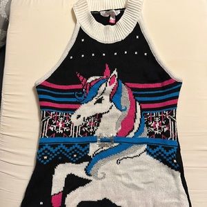 Women’s size 1/xs ugly Christmas sweater dress unicorn